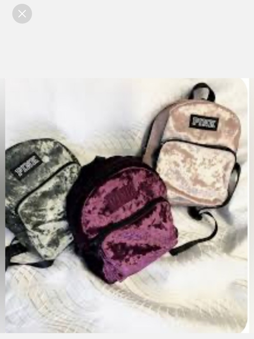 PINK Victoria's Secret Pink Luxe Velvet mini Backpack - Purple